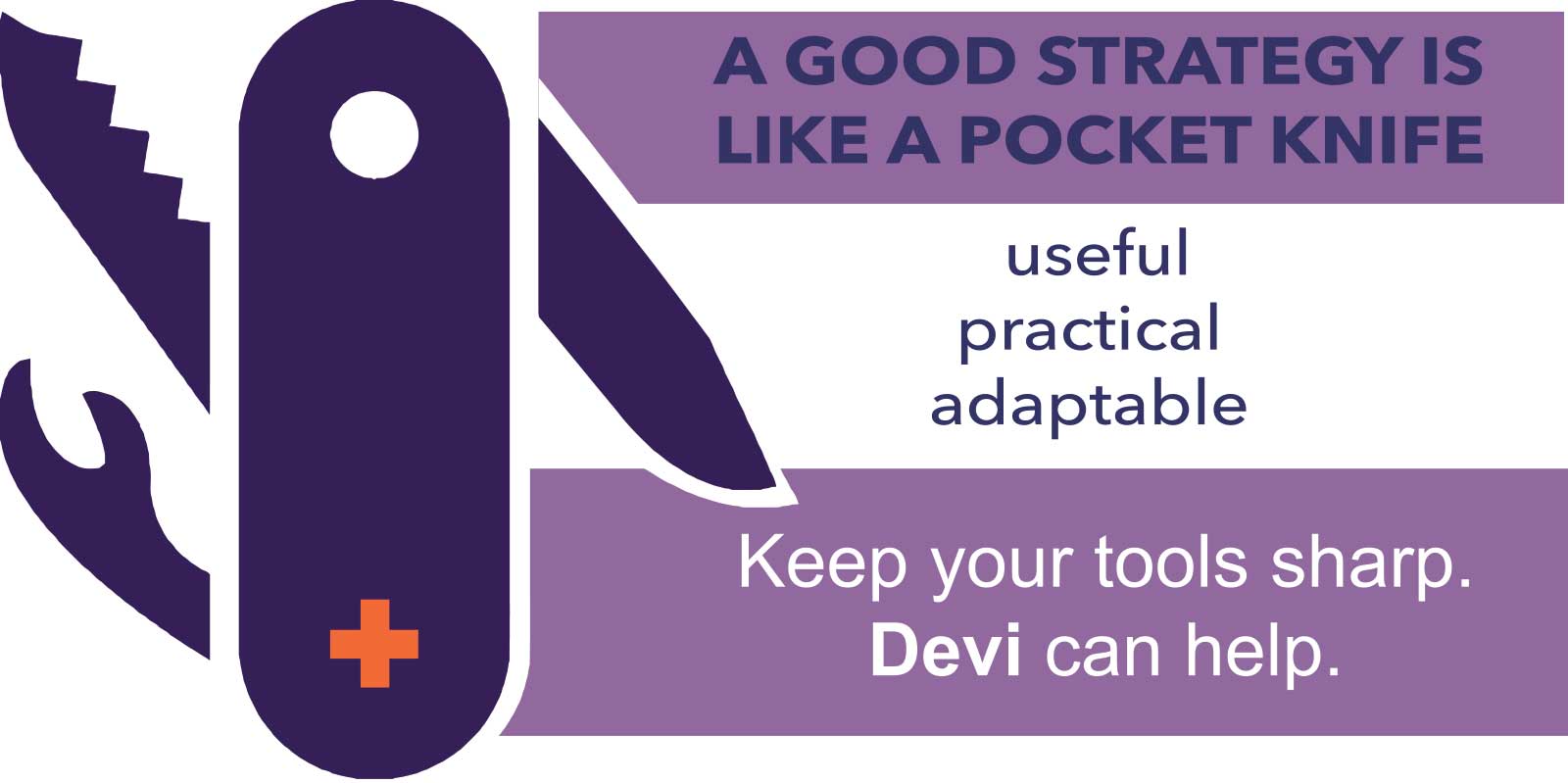 A good strategy is like a pocket knife. Keep your tools sharp. Devi can help